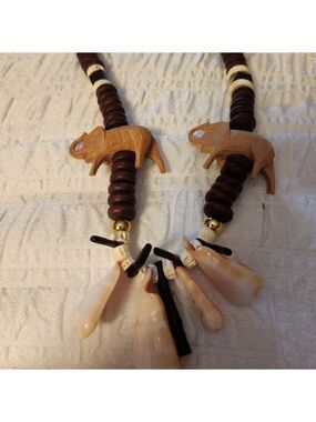 Vintage Brown Wooden Animal Necklace